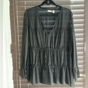 Hinge black blouse sheer boho chic vibe.size M